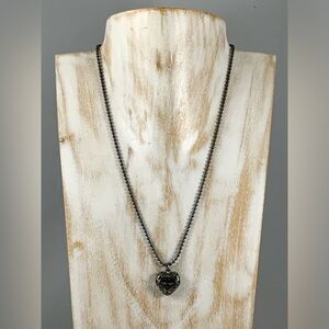 NWOT🌟COACH Black Heart Signature C Puff Heart Necklace 🖤